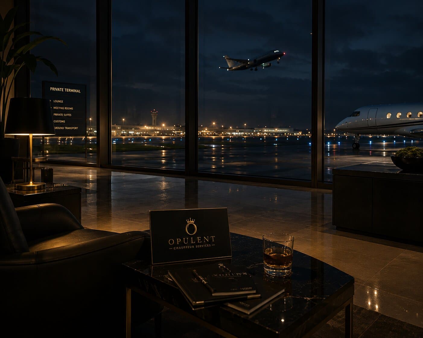 Private terminal lounge used for corporate airport transfers