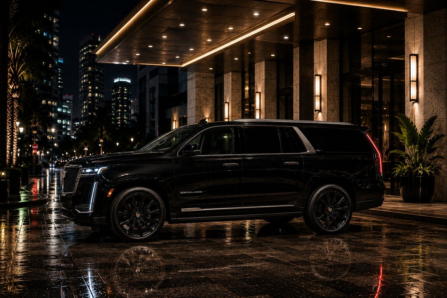 Escalade at a South Florida hotel entrance